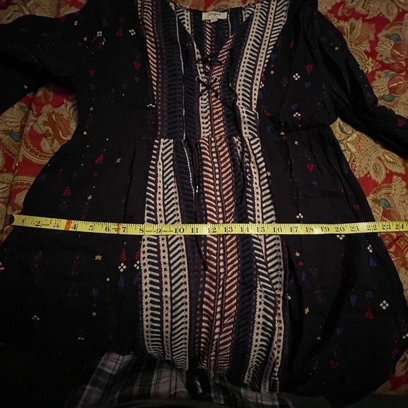 Umgee Westen Bohemian Navy Multi Patterns lace up bodice size large - Picture 10 of 11